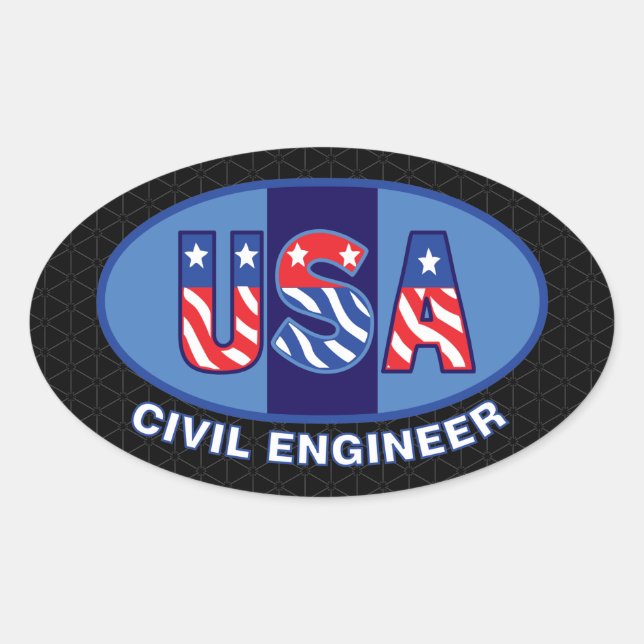 Patriotic Civil Engineer Oval Sticker (Front)