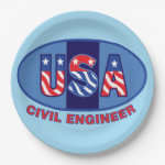 Patriotic Civil Engineer Paper Plate