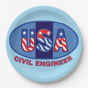 Patriotic Civil Engineer Paper Plates