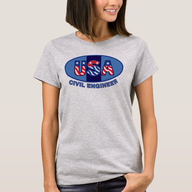 Patriotic Civil Engineer T-Shirt (Front)