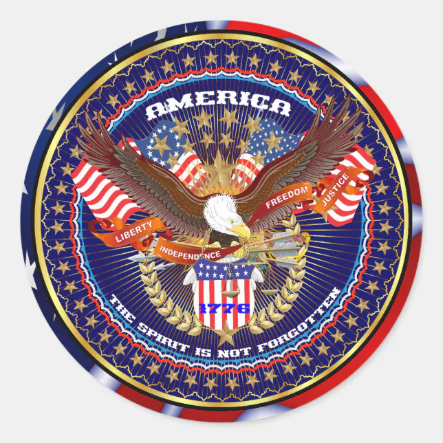 Patriotic Classic Round Sticker | Zazzle