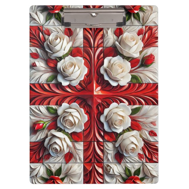 Patriotic Clipboard with English Roses Design (Front)