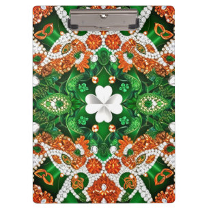Patriotic Clipboard with Irish Colors Clover Leaf