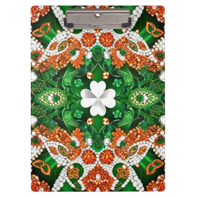 Patriotic Clipboard with Irish Colors Clover Leaf (Front)