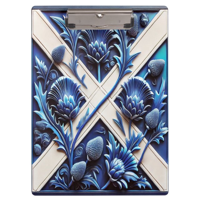 Patriotic Clipboard with Scottish Thistles Design (Front)