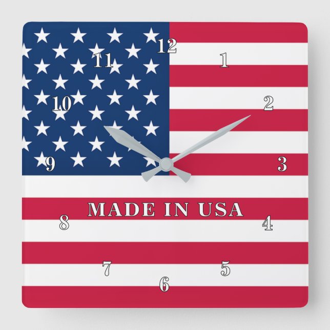 Patriotic Clock with American Flag - Made in USA (Front)