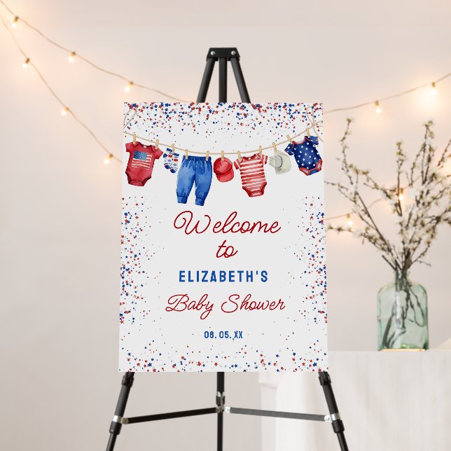 Patriotic Clothesline All American Shower Welcome Foam Board (In Situ (Stand))