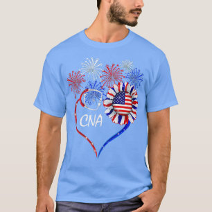 Patriotic CNA 4th Of July American Flag Sunflower T-Shirt