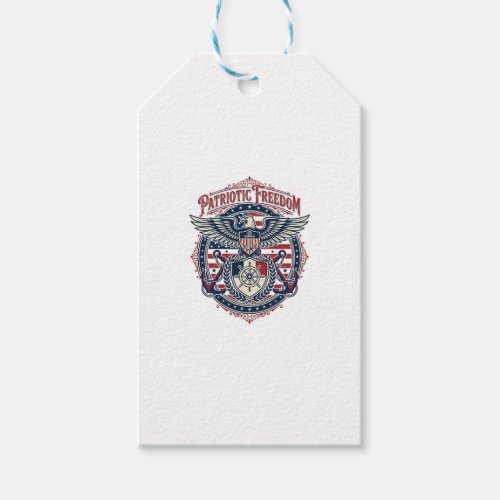 Patriotic Coastal Preppy Vector Graphic Tee Gift Tags