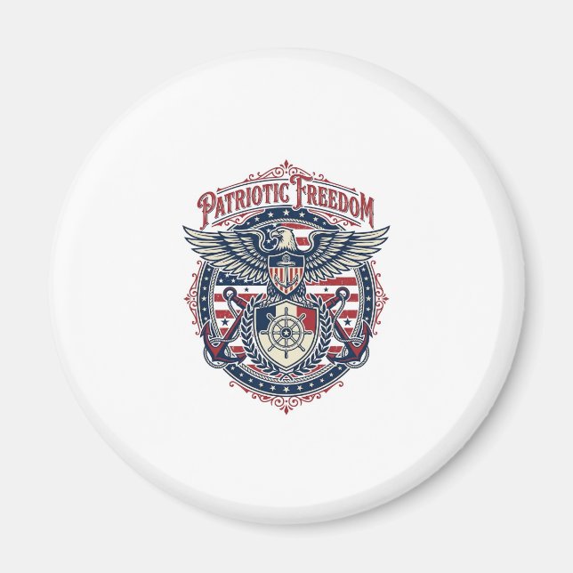 Patriotic Coastal Preppy Vector Graphic Tee Magnet (Front)