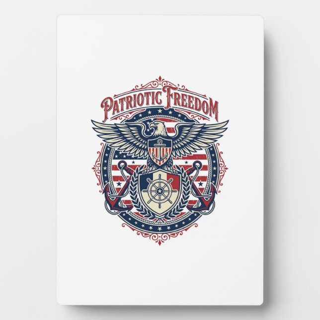 Patriotic Coastal Preppy Vector Graphic Tee Plaque (Front)