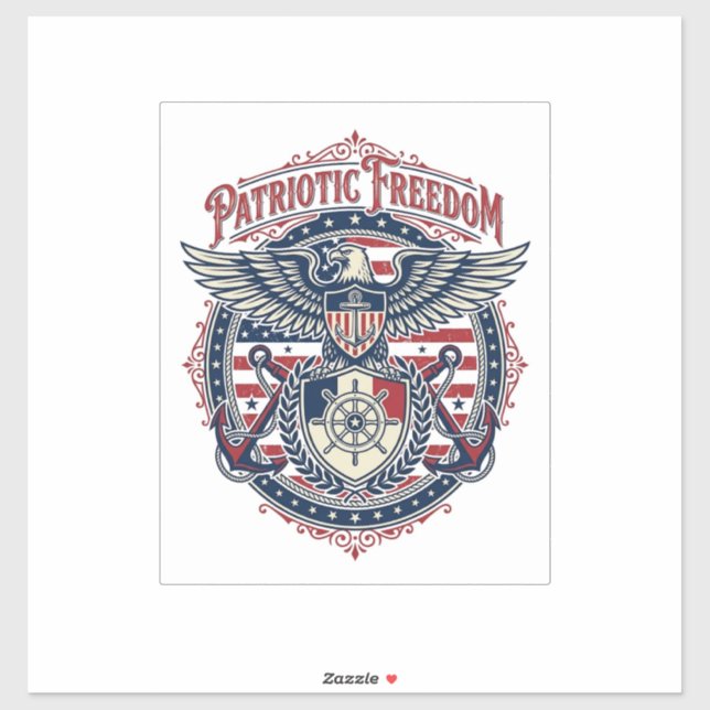 Patriotic Coastal Preppy Vector Graphic Tee Sticker (Sheet)