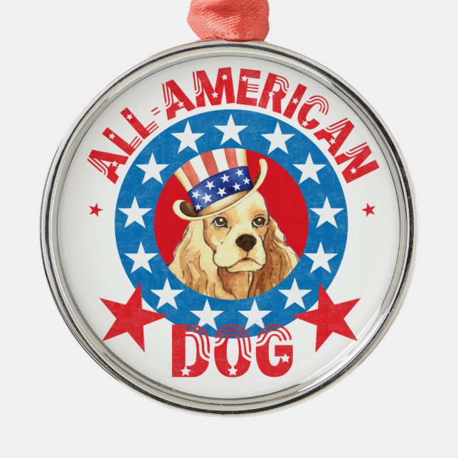 Patriotic Cocker Metal Ornament (Front)