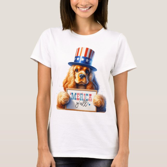 Patriotic Cocker Spaniel "Merica Y'all T-Shirt (Front)