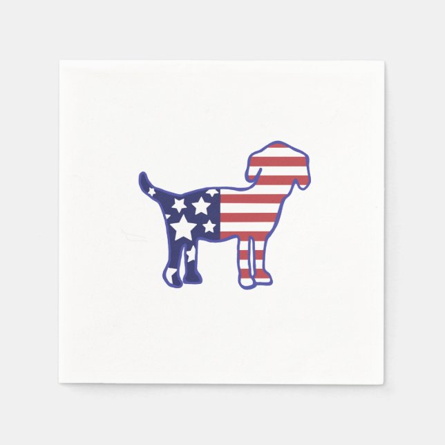 Patriotic Cocktail Napkins with Dog (Front)