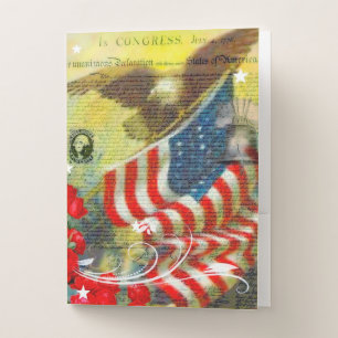 Patriotic collage pocket folder