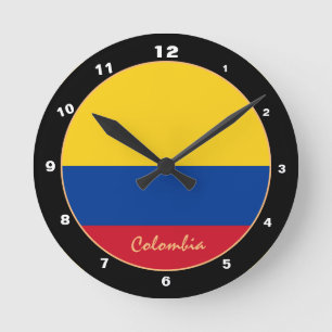 Patriotic Colombian Flag, Colombia Home / design Round Clock