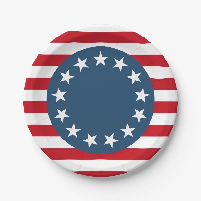 Patriotic Colonial American USA Paper Plates (Front)