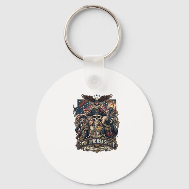 Patriotic Colonial Skull Commander Dark Patriot Sk Keychain (Front)