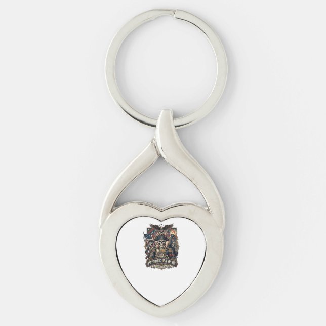 Patriotic Colonial Skull Commander Dark Patriot Sk Keychain (Front)