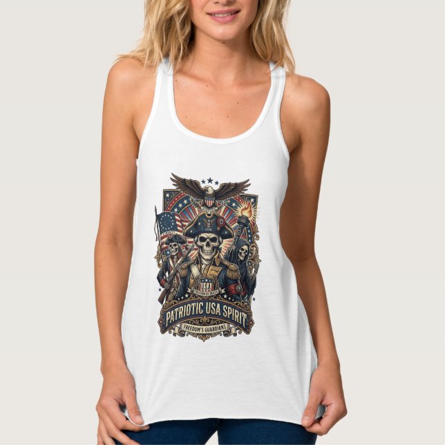 Patriotic Colonial Skull Commander Dark Patriot Sk Tank Top (Front)