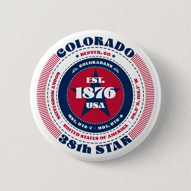 Patriotic Colorado Circle with State Details Button (Front)