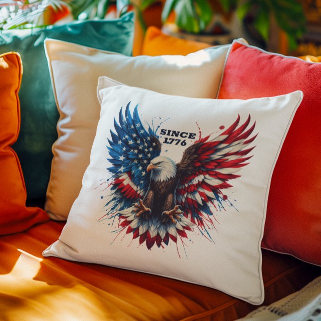 Patriotic Colors America Bold Eagle Throw Pillow (Creator Uploaded)
