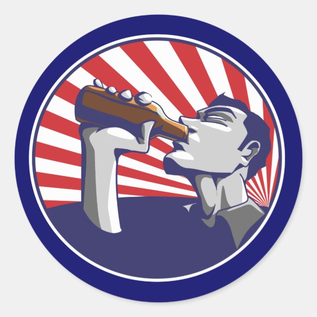 Patriotic colors beer drinking sticker (Front)