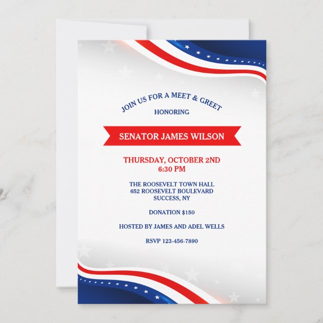 Patriotic Colors Fundraising Invitations (Front)