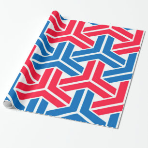 Patriotic Colors Geometric Pattern Wrapping Paper