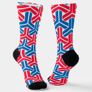 Patriotic colors geometric seamless pattern socks