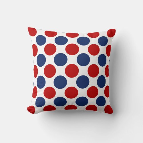 Patriotic Colors Polka Dots Throw Pillow