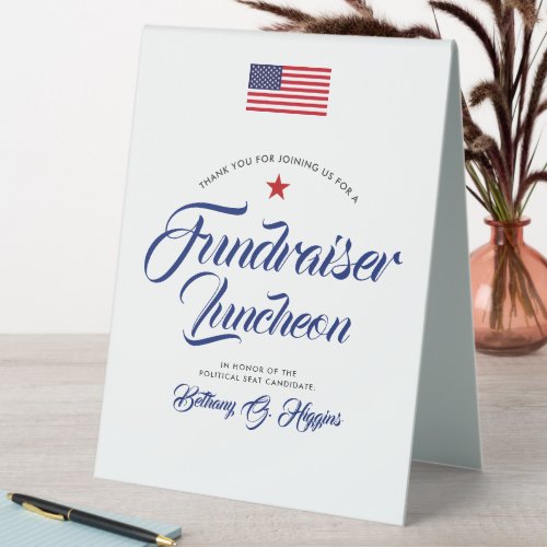 Patriotic Colors Themed Political   Table Tent Sign