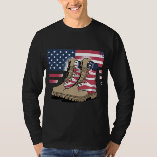 Patriotic Combat Boots American Flag T-Shirt 