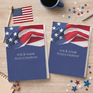 Patriotic Company Name American Flag  Pocket Folder