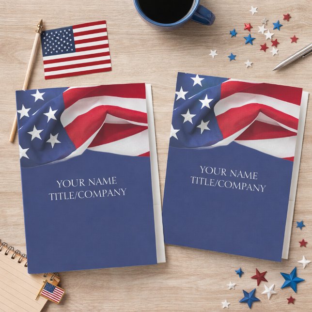 Patriotic Company Name American Flag  Pocket Folder (Creator Uploaded)