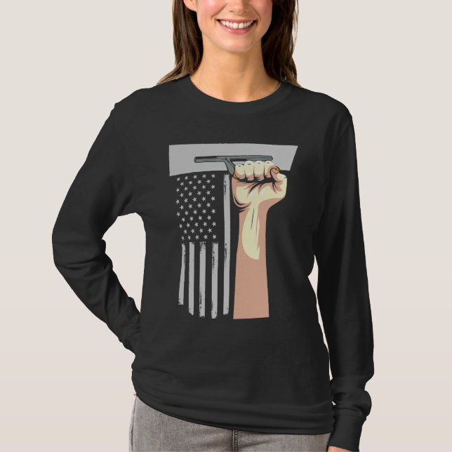 Patriotic Concrete Finisher Construction Worker US T-Shirt (Front)