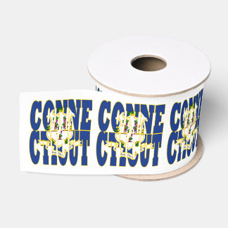 Patriotic Connecticut state flag typography design Grosgrain Ribbon