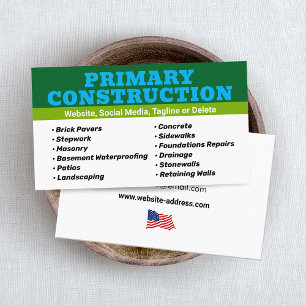 Patriotic Construction Business Card