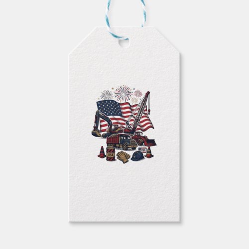 Patriotic Construction USA Vintage Gift Tags