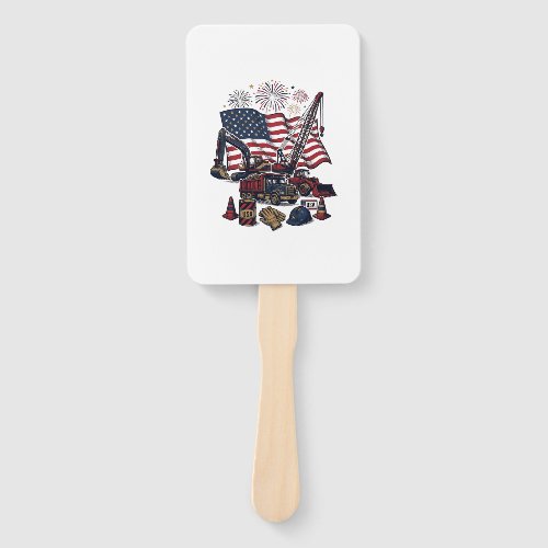 Patriotic Construction USA Vintage Hand Fan