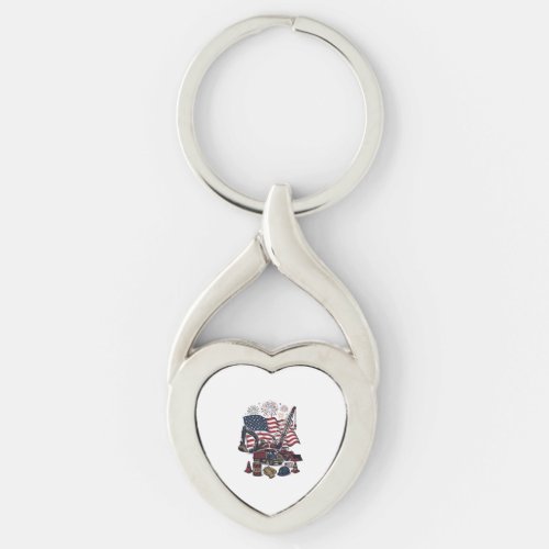 Patriotic Construction USA Vintage Keychain