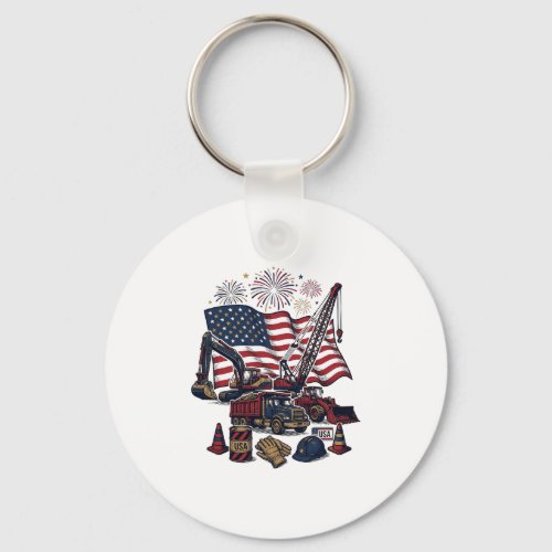 Patriotic Construction USA Vintage Keychain
