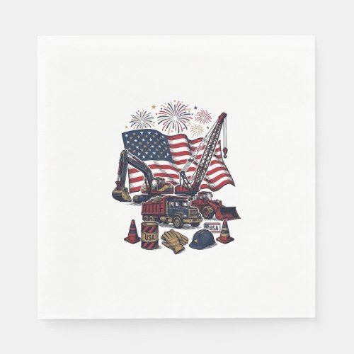 Patriotic Construction USA Vintage Napkins