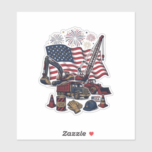Patriotic Construction USA Vintage Sticker
