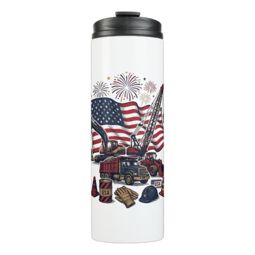 Patriotic Construction USA Vintage Thermal Tumbler