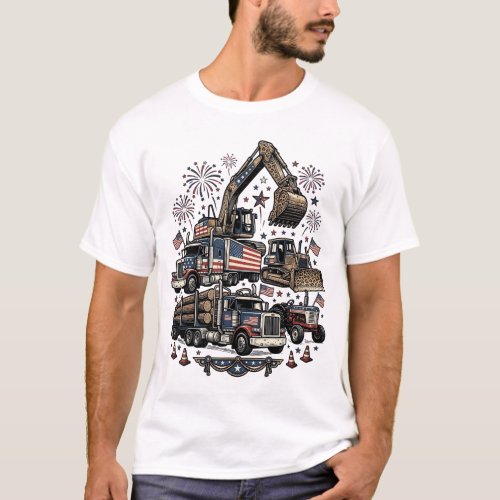 Patriotic Construction Vehicles Vintage Shirt Desi