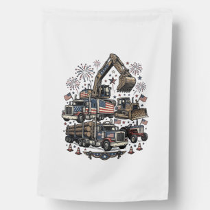 Patriotic Construction Vehicles Vintage Shirt Desi House Flag