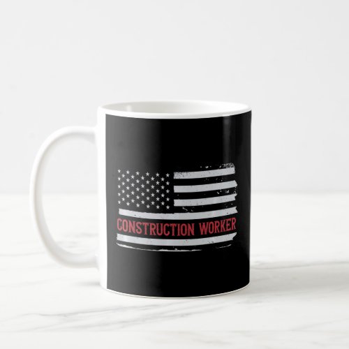 Patriotic Construction Worker USA Flag Craftsman L Coffee Mug