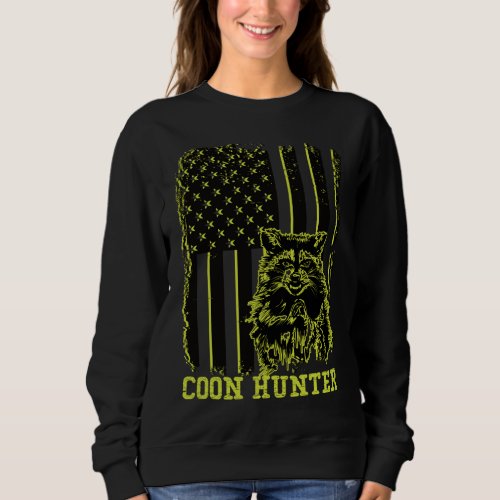 Patriotic Coon Hunter Raccoon American Flag Sweatshirt